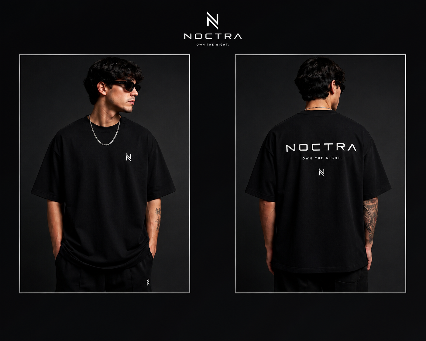 Vista frontal y trasera de la playera NOCTRA